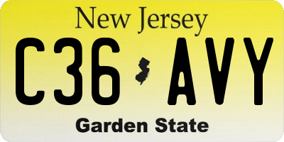 NJ license plate C36AVY