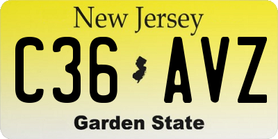 NJ license plate C36AVZ