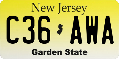 NJ license plate C36AWA