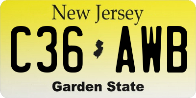 NJ license plate C36AWB