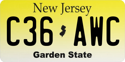 NJ license plate C36AWC