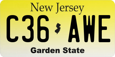 NJ license plate C36AWE