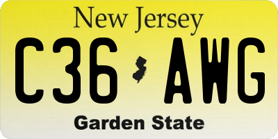 NJ license plate C36AWG