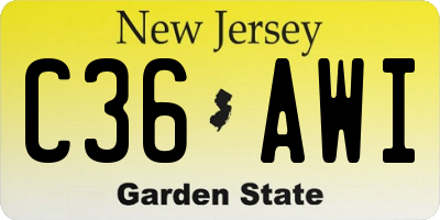 NJ license plate C36AWI