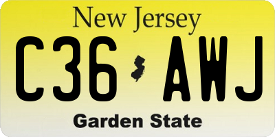 NJ license plate C36AWJ