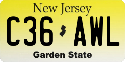 NJ license plate C36AWL