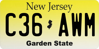NJ license plate C36AWM