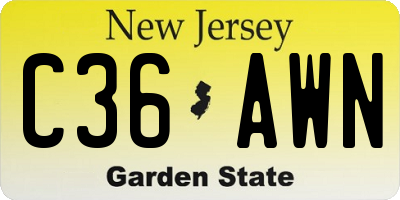 NJ license plate C36AWN