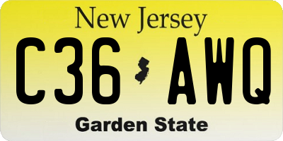NJ license plate C36AWQ
