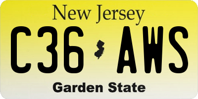 NJ license plate C36AWS
