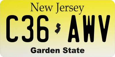 NJ license plate C36AWV