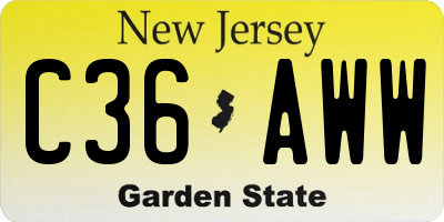 NJ license plate C36AWW