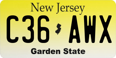 NJ license plate C36AWX