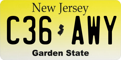 NJ license plate C36AWY