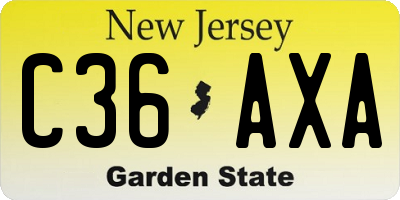 NJ license plate C36AXA