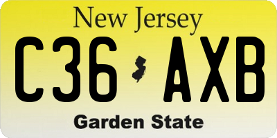 NJ license plate C36AXB
