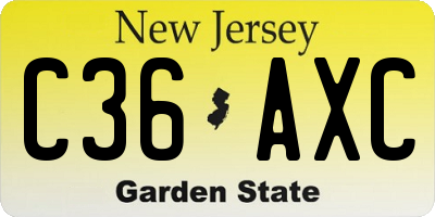 NJ license plate C36AXC