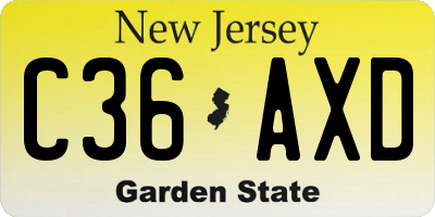 NJ license plate C36AXD