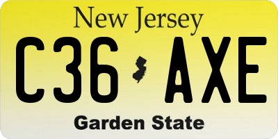 NJ license plate C36AXE