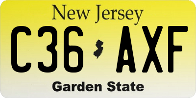 NJ license plate C36AXF