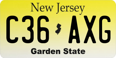 NJ license plate C36AXG