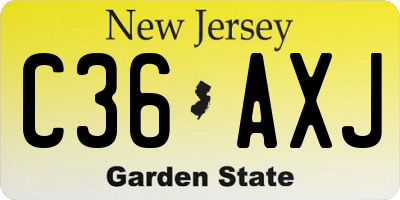 NJ license plate C36AXJ