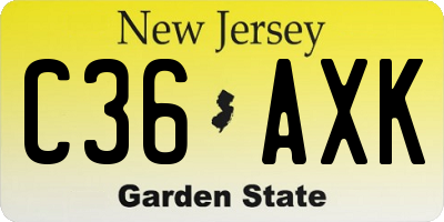 NJ license plate C36AXK