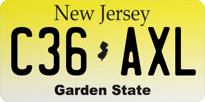 NJ license plate C36AXL