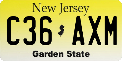 NJ license plate C36AXM