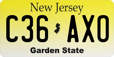 NJ license plate C36AXO