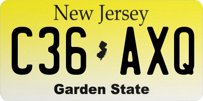 NJ license plate C36AXQ