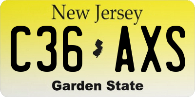 NJ license plate C36AXS