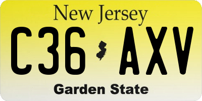 NJ license plate C36AXV
