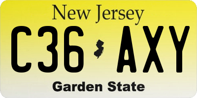 NJ license plate C36AXY