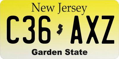 NJ license plate C36AXZ