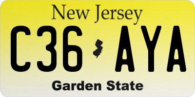 NJ license plate C36AYA