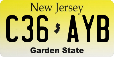 NJ license plate C36AYB