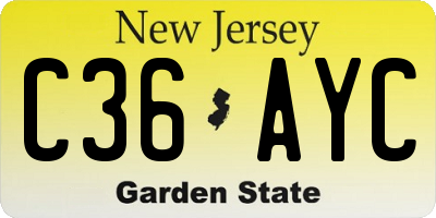 NJ license plate C36AYC