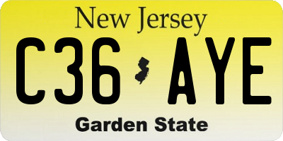 NJ license plate C36AYE