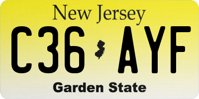 NJ license plate C36AYF