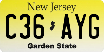 NJ license plate C36AYG