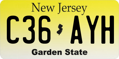 NJ license plate C36AYH