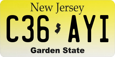 NJ license plate C36AYI