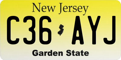 NJ license plate C36AYJ