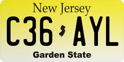NJ license plate C36AYL