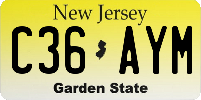 NJ license plate C36AYM