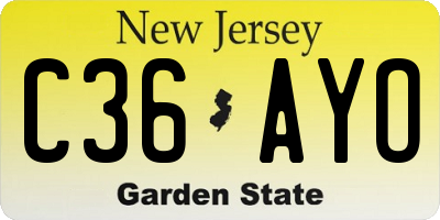 NJ license plate C36AYO
