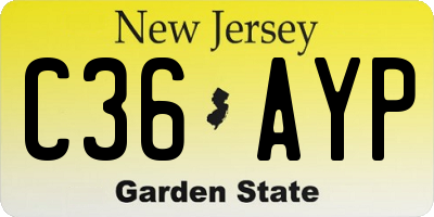 NJ license plate C36AYP