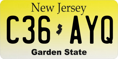 NJ license plate C36AYQ