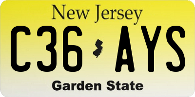 NJ license plate C36AYS